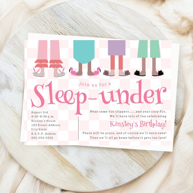 Flickor Slumber Party födelseläge under viloläge Inbjudningar (Skapare uppladdad)
