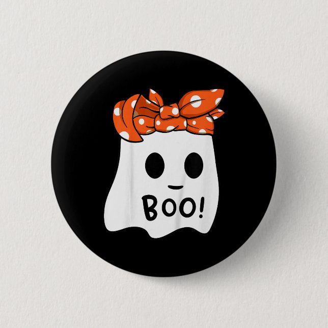 Flickor Småbarn Glad Halloween Spöke Med Bandana S Knapp (Framsida)