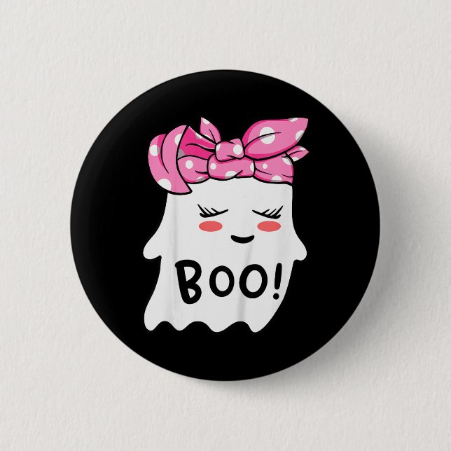 Flickor Småbarn Happy halloween Ghost med Bandana  Knapp (Framsida)
