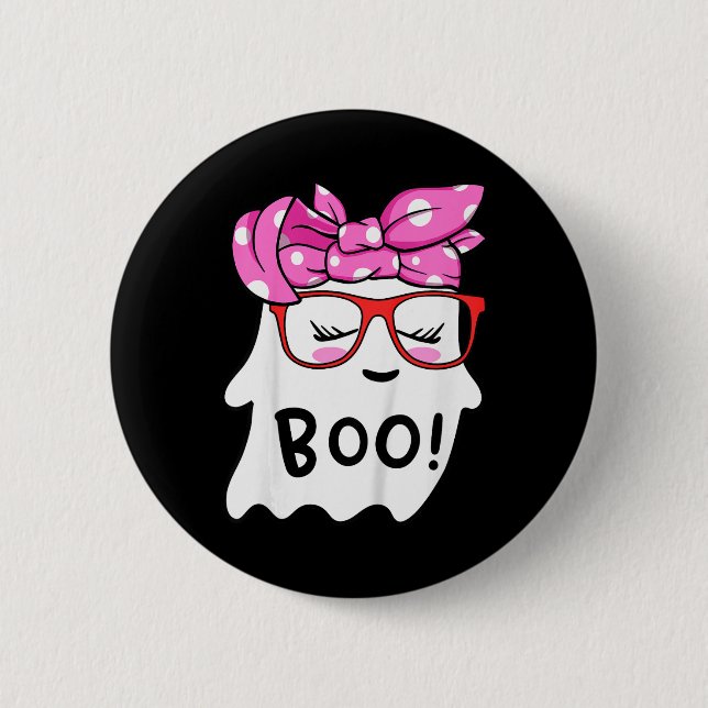 Flickor Småbarn Happy halloween Ghost med Bandana  Knapp (Framsida)