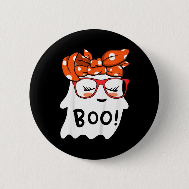 Flickor Småbarn Happy halloween Ghost med Bandana  Knapp (Framsida)
