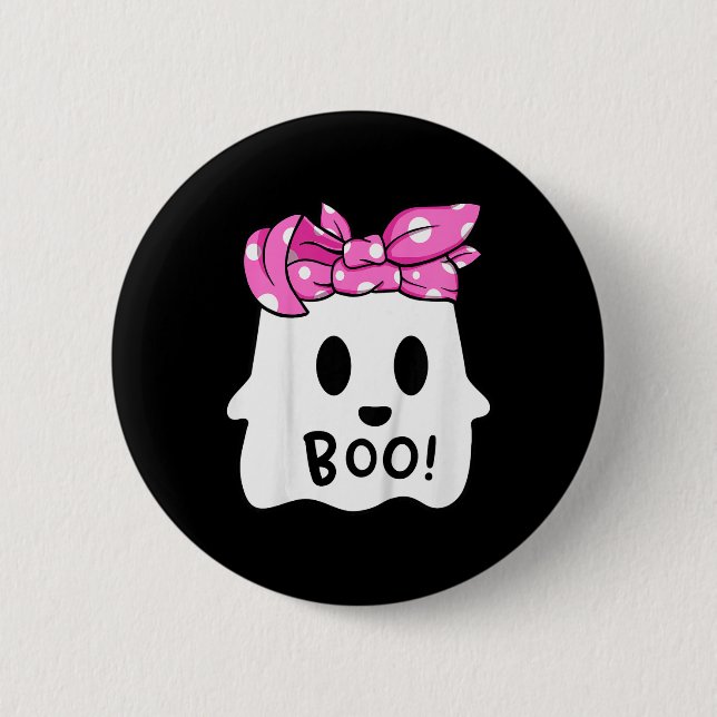 Flickor Småbarn Happy halloween Ghost med Bandana  Knapp (Framsida)