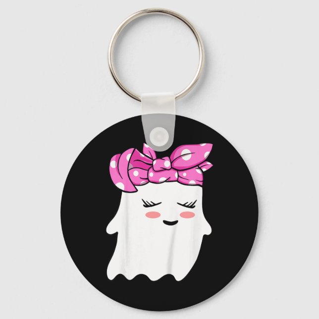 Flickor Småbarn Happy halloween Ghost med Bandana  Nyckelring (Framsida)