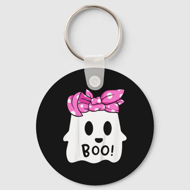 Flickor Småbarn Happy halloween Ghost med Bandana  Nyckelring (Framsida)