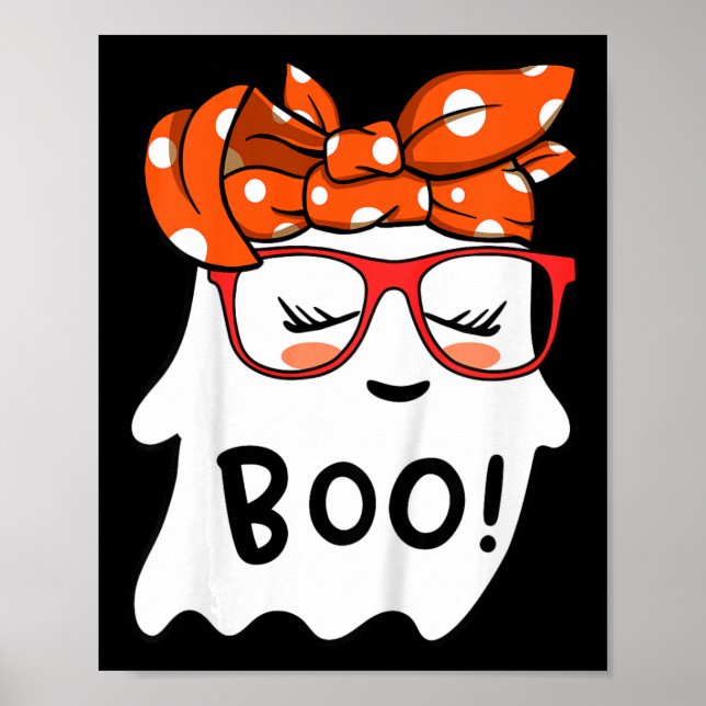 Flickor Småbarn Happy halloween Ghost med Bandana  Poster (Framsidan)