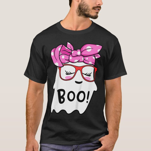 Flickor Småbarn Happy halloween Ghost med Bandana  T Shirt (Framsida)