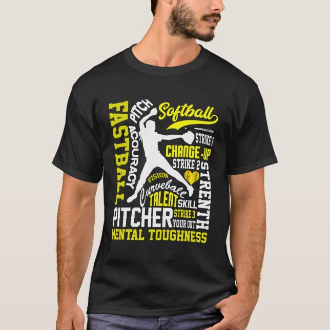 Flickor Softball Pitcher Best Traits Women Fast Pi T Shirt (Framsida)