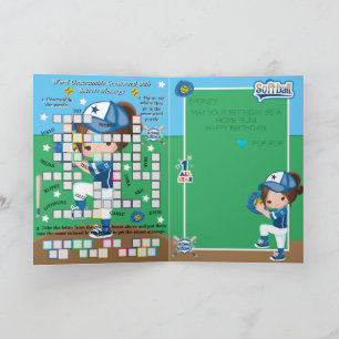 Flickor Softball Secret Message Grattis på födelse Kort