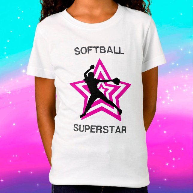 Flickor Softball Superstar Pitcher T-Shirt (Skapare uppladdad)