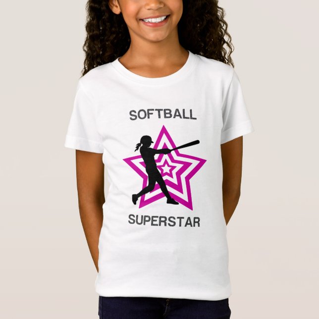 Flickor Softball Superstar T-Shirt (Framsida)