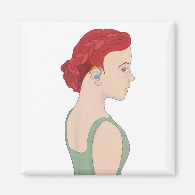 Flickor som använder hörselhjälp magnet (Framsidan)