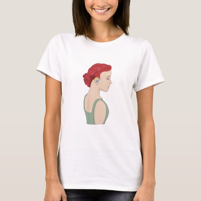 Flickor som använder hörselhjälp t shirt (Framsida)