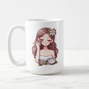 Flickor som använder skincare kaffemugg