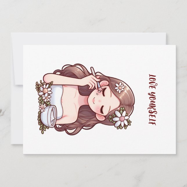 Flickor som använder skincare Kärlek själv Inbjudningar (Framsida)