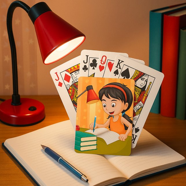 Flickor som arbetar på ett skrivbord casinokort (Skapare uppladdad)