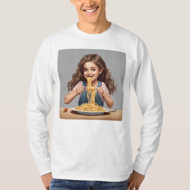 Flickor som äter spaghetti t shirt (Framsida)