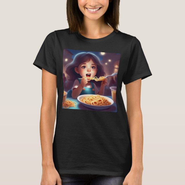 Flickor som äter spaghetti t shirt (Framsida)