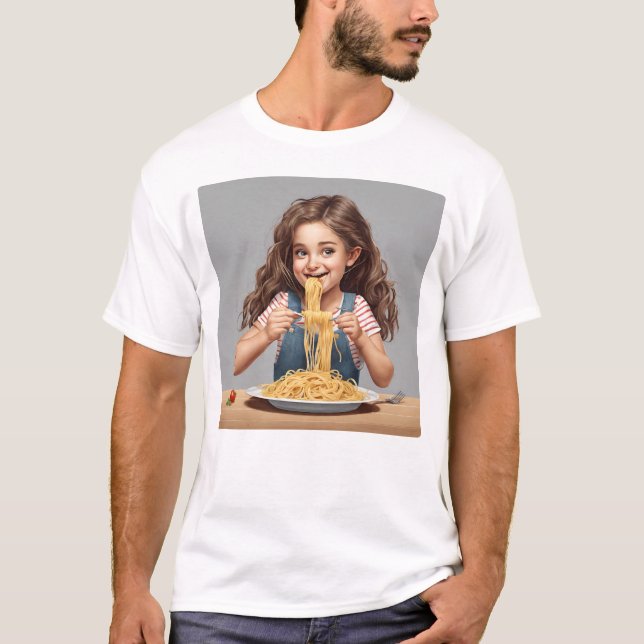 Flickor som äter spaghetti t shirt (Framsida)