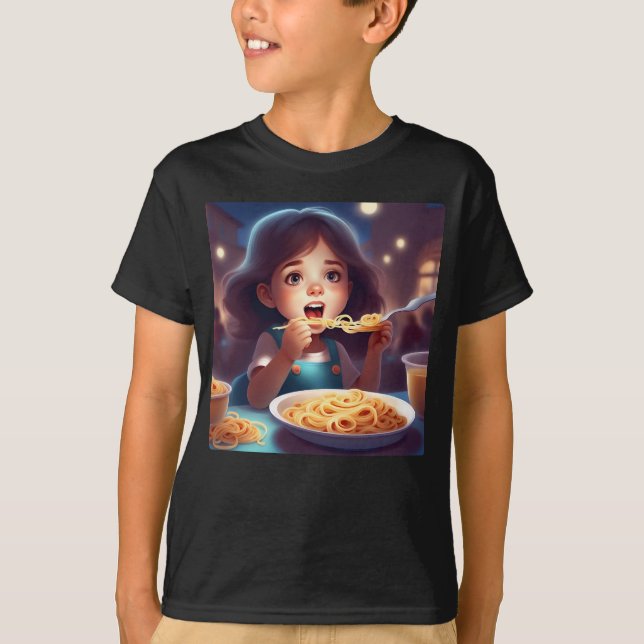 Flickor som äter spaghetti t shirt (Framsida)