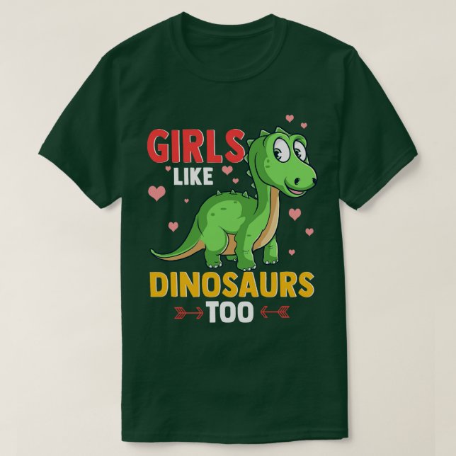 Flickor som dinosaurs för cute-funny paleontologi t shirt (Design framsida)