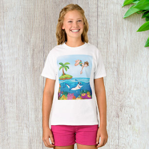 Flickor som dykar in i Ocean Friendly Shark Coral T Shirt