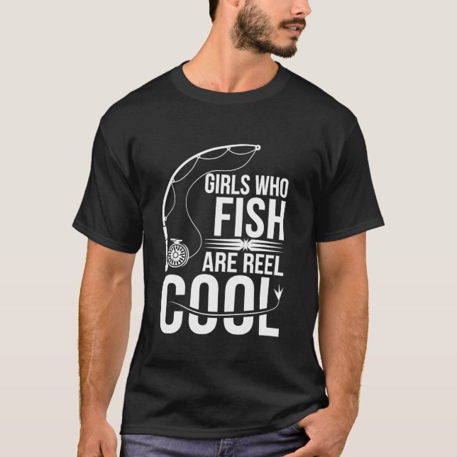 Flickor som fiskar är riktigt coola t shirt (Framsida)