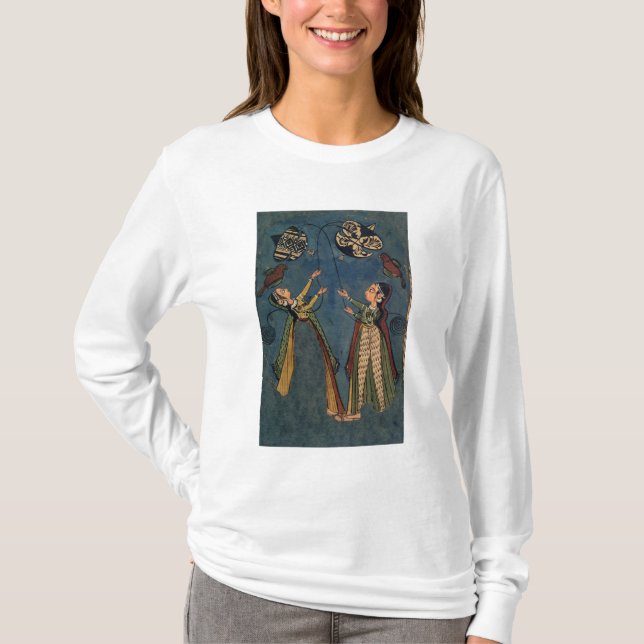 Flickor som flyger drakar, Kulu folk målning, Tee Shirt (Framsida)