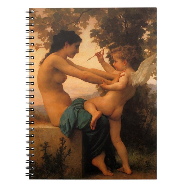 Flickor som försvarar sig mot Cupid av Bouguereau Anteckningsbok Med Spiral (Framsidan)