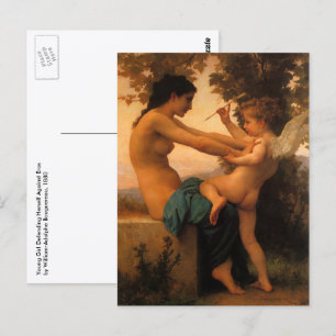 Flickor som försvarar sig mot Cupid av Bouguereau Vykort