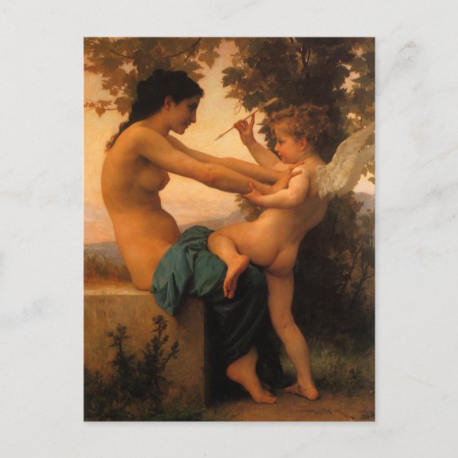 Flickor som försvarar sig mot Cupid av Bouguereau Vykort (Framsida)
