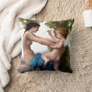 Flickor som försvarar sig mot Eros Cupid Painting Kudde