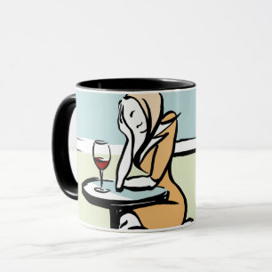 Flickor som gillar Red Vin i en café Mugg