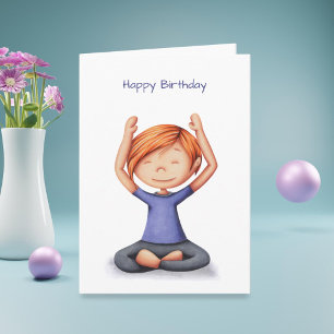 Flickor som gör Yoga Meditating Birthday Kort