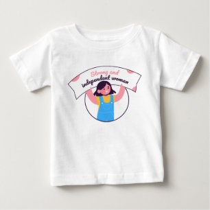 Flickor som håller upp en skylt blå t shirt