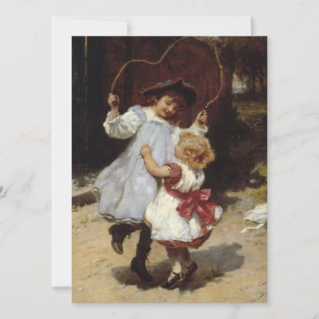 Flickor som hoppar med en hopparning kort (Framsida)