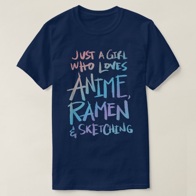 Flickor som Kärlek Anime, Ramen och Sketching T Shirt (Design framsida)