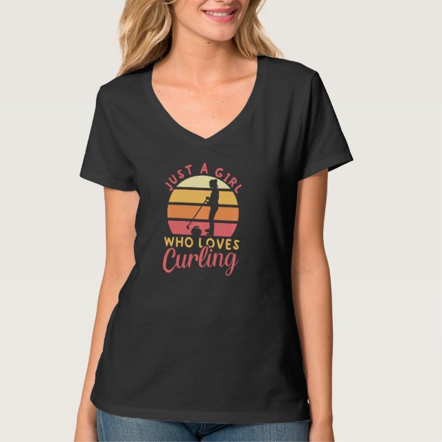 Flickor som Kärlek Curling Player Team Coach Curli T Shirt (Framsida)