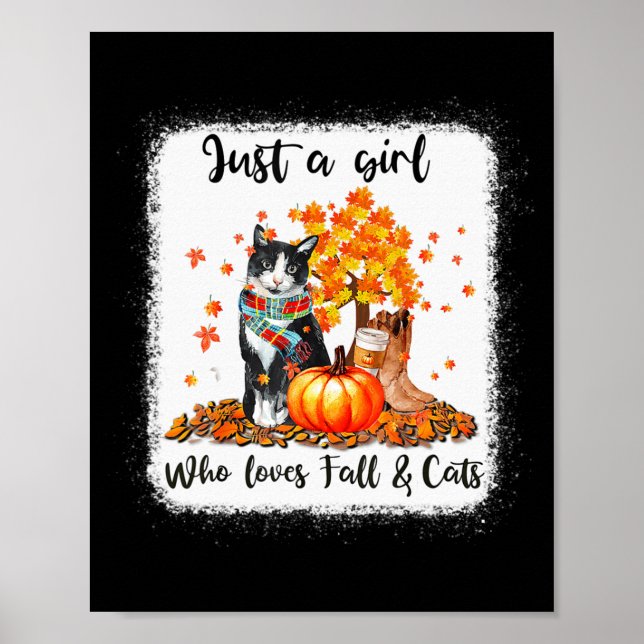 Flickor som Kärlek faller och katter pumpkin Cat H Poster (Framsidan)