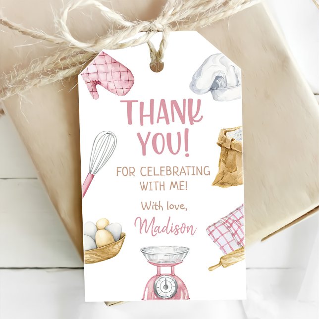 Flickor som kokar 1:a födelsedag Party Presentetikett (Skapare uppladdad)