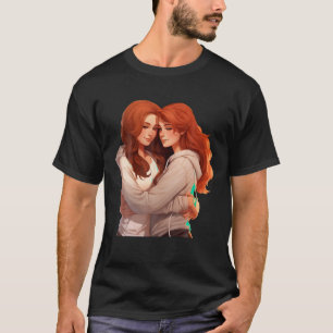 Flickor som kramar Cuddle Idea Kreativ inspiration T Shirt
