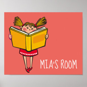 Flickor som läser bok söta flickrum poster