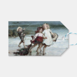 Flickor som låtsas vara hästar på stranden presentetikett