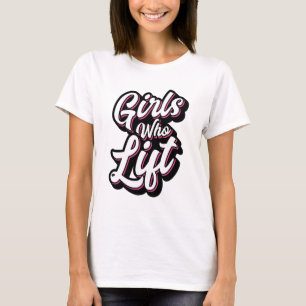 Flickor, som lyfter, skrivar t-shirt