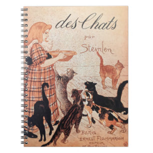 Flickor som Matar Cats Vintage Steinlen Poster Anteckningsbok