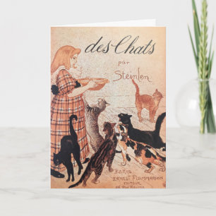 Flickor som Matar Cats Vintage Steinlen Poster Kort