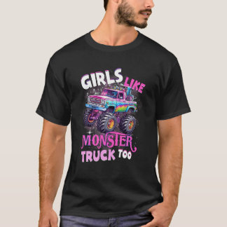 Flickor som Monster Lastbil till Rosa Monster Last T Shirt