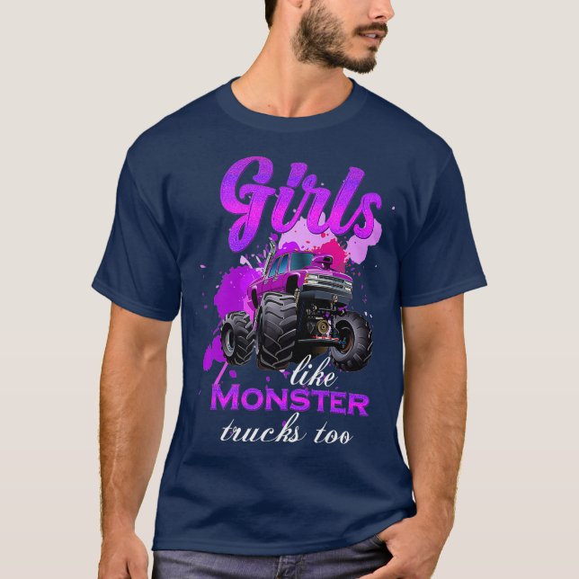 Flickor som monstret lastbilar till födelsedagspre t shirt (Framsida)