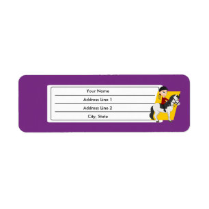 Flickor som rider en häst tecknad returadress etikett