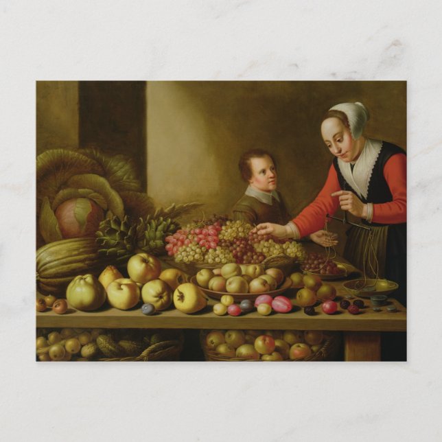 Flickor som säljer druvor vykort (Framsida)