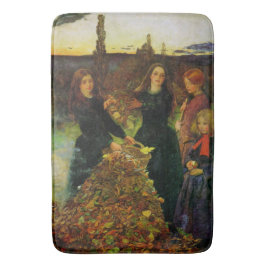 Flickor som samlar Höst löv för en Bonfire Badrumsmatta